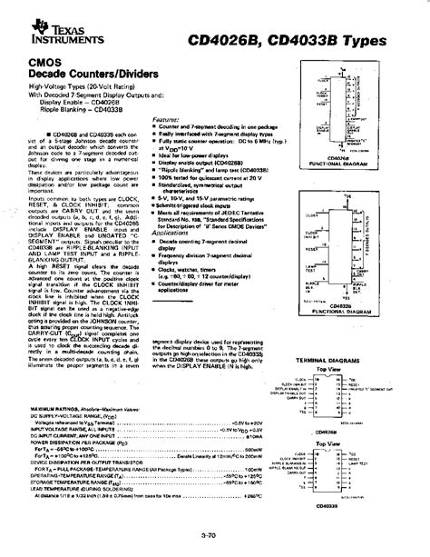 CD4033B data sheet, product information and support .